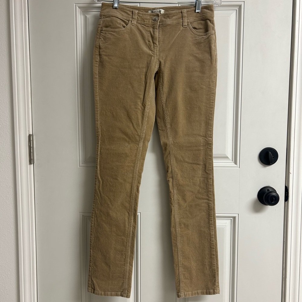 WHBM Camel Brown Slim Leg Corduroy Pant Noir 2R